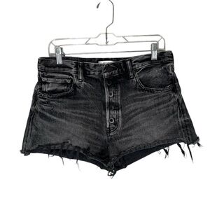 Moussy Vintage Women's Black Distressed Faded Button Fly Cut Off Shirts Size 29